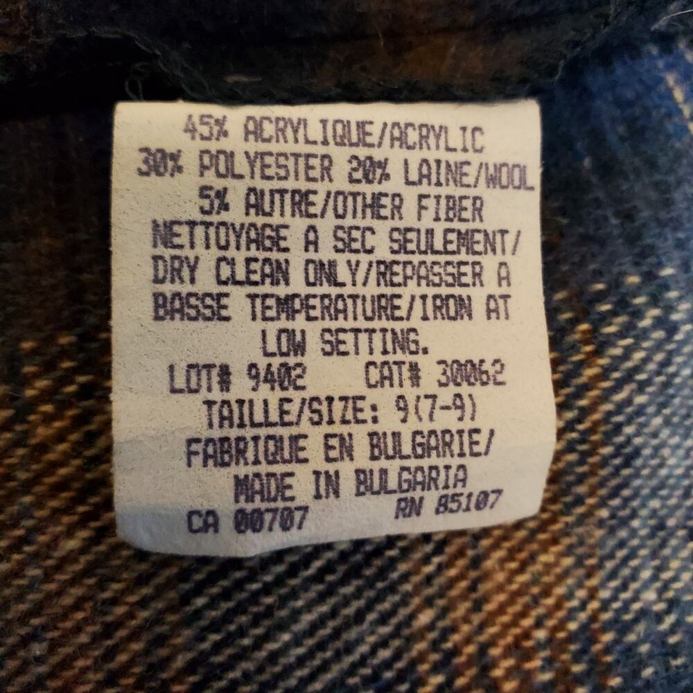 First In Fashion Collectible Blue Plaid Wool Vest Large - Picture 6 of 10